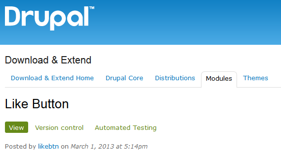 Like Button in Drupal Modules Directory