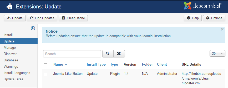 Joomla Like Button Update